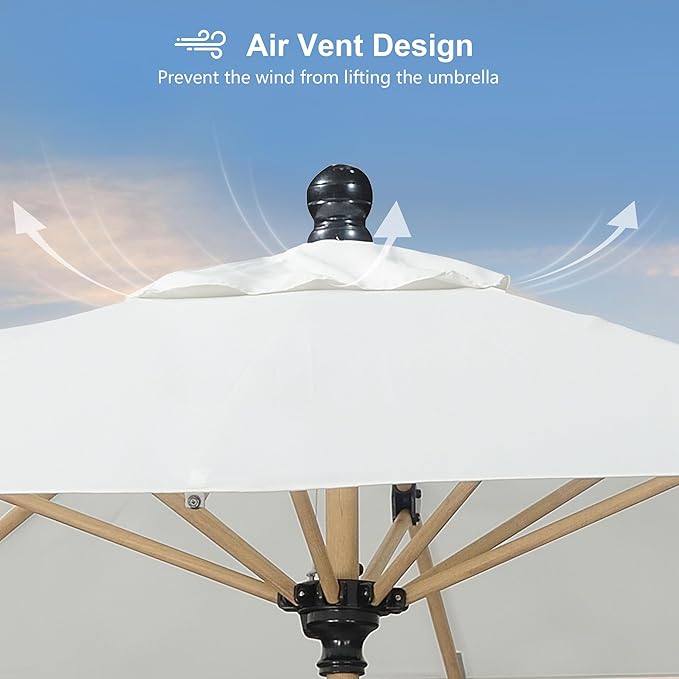 PURPLE LEAF 6' x 9' Patio Umbrella with Base Market Umbrella Rectangular Outdoor Umbrella with Push Button Tilt & Crank and 8 Ribs Aluminum Table Umbrella for Pool Backyard Beach, Cream