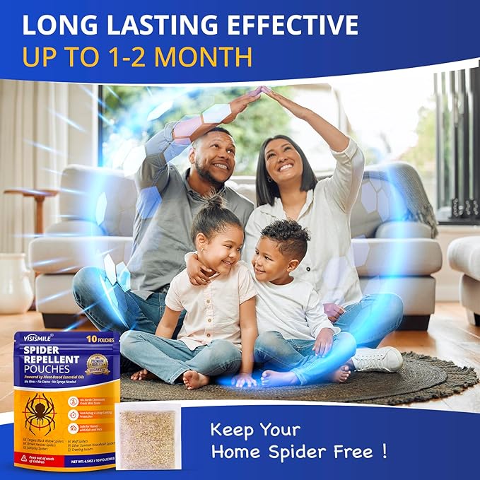 Spider Repellent Pouches Indoor and Outdoor:Effective Spider Deterrent for House Garage Attic - Safe for Kids and Pets with Plant-Based Essential Oils 10 Pack