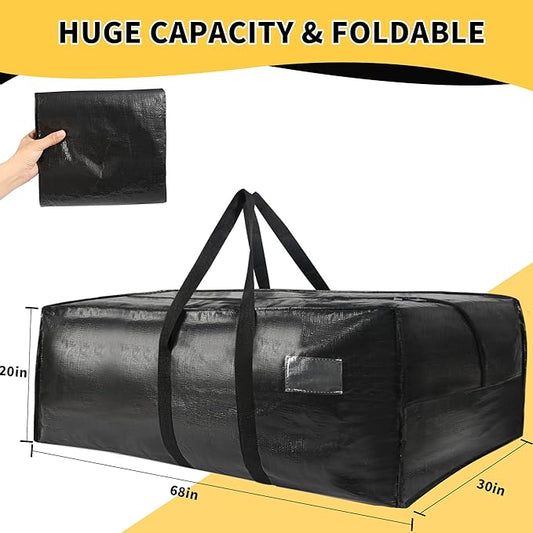 Heavy Duty Extra Large Moving Bags,176 Gallon Jumbo Packing Bags,Huge Moving Storage Bags with Strong Zippers & Carrying Handles,Reusable Big Moving Storage Bags for College Dorm Travel 2Pack
