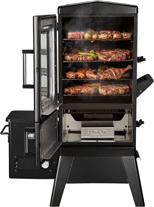 Wood Pellet Smoker with Rainproof Cover, Vertical Electric Pellet Smoker Grill With Hook Meat Probe LED Display Temperature Control