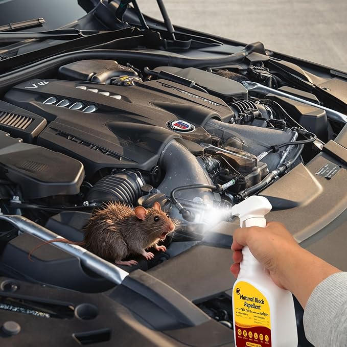 Peppermint Oil Rodent Repellent Spray for Vehicles -2 Pack Rodent Repellent & Mouse Repellent Spray, Natural Mice Repellent for Car Engines, RVs, Trucks & Boats - Safe Indoor & Outdoor Use,16oz