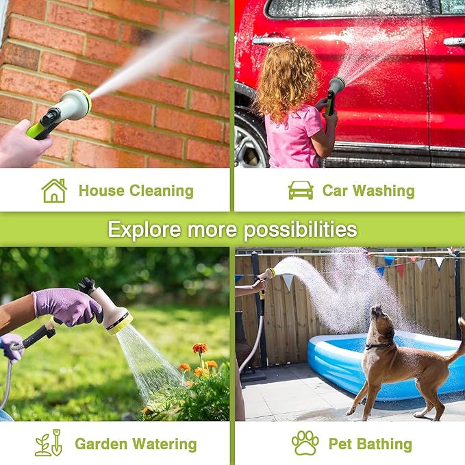 Metal Garden Hose 25FT - Stainless Steel Water Hose With 10 Function Nozzle & 3/4" Fitting, Lightweight, Heavy Duty, No Kink & Leak Proof Flexible Hose for Yard, Outdoor, Lawn, Car Washing