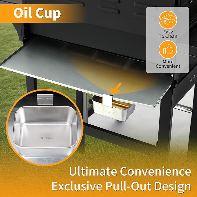 4 Burner Propane Gas Grill Combo w/Side Burner, 3-in-1 BBQ Grill with Charcoal Smoker & Griddle Plate, 46,650 BTU, 448 Sq.In. Stainless Steel Outdoor Cooking Station