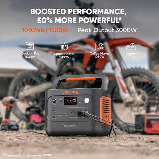Jackery Solar Generator 1000 v2 with 2x100W Light Solar Panels,1070Wh Portable Power Station,LiFePO4 Battery, 1500W AC Output, Flexible&Lightweight Solar Kit for RV,Balcony,Camping, Emergency Backup