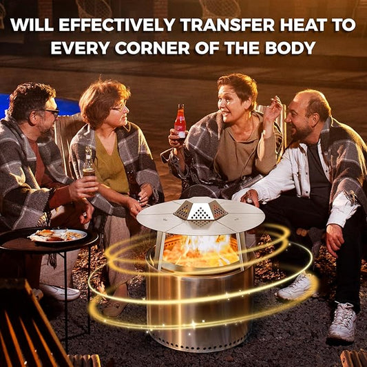 Fire Pit Heat Deflector for Solo Stove Bonfire 1.0/2.0 and Other 19.5" Fire Pit, with 3 Legs 304 Stainless Steel for Solo Stove Accessories, for Outdoor Firepit Captures and Redirects Warmth.