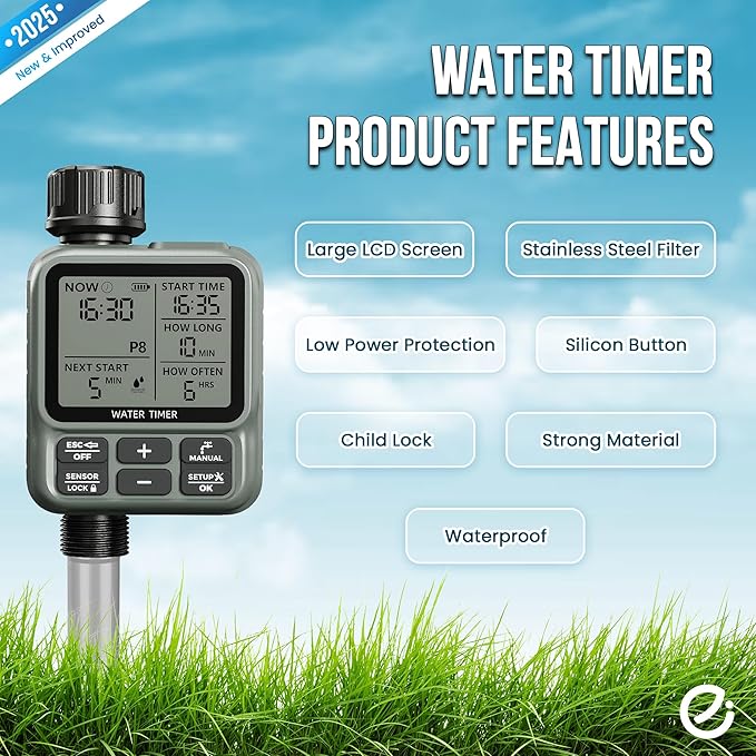 Water Timer for Garden Hose - Programmable Sprinkler Timer | Water Hose Timers with Automatic, Manual and Rain Delay Mode | Watering Timers for Garden, Lawns, Greenhouses, Backyard
