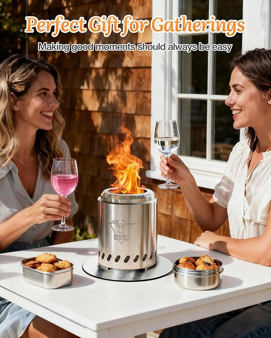 YEFU Tabletop Fire Pit Portable: Low Smoke Stove for Outdoor & Patio - Safe Burning Table Top Firepit Fueled by Pellets & Wood - with Travel Bag & 2 Mini Sticks & Fireproof Mat & Rack(7.5 x 5.5 in)