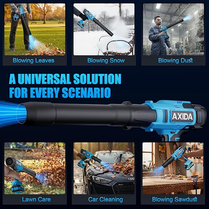 Cordless Leaf Blower, 21V Powerful Handheld Leaf Blower with 2 Battery & Charger, Lightweight Design for Patio Cleaning, Lawn Care, Blowing Fallen Leaves, Dust & Debris
