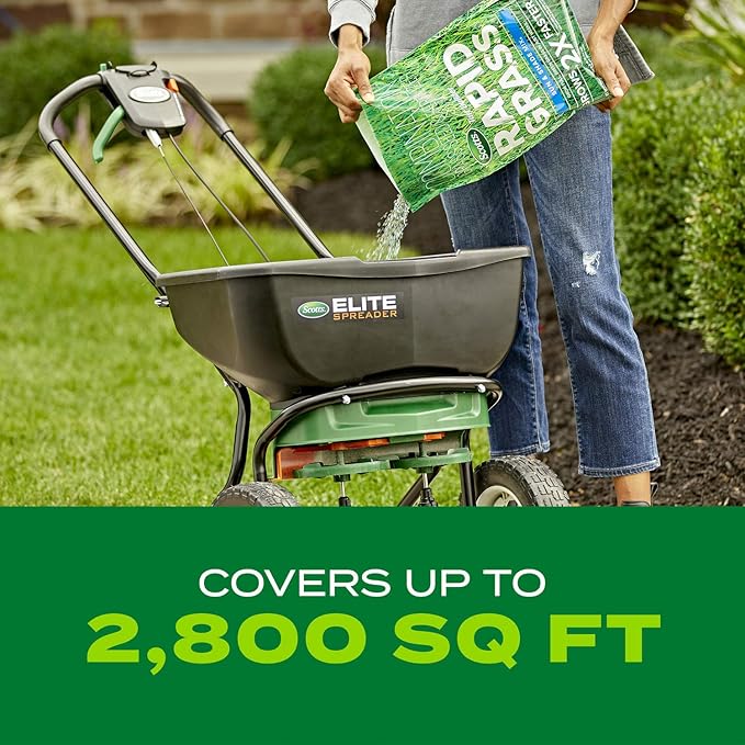 Scotts Turf Builder Rapid Grass Sun and Shade Mix, Combination Grass Seed and Fertilizer, Grows Green Grass in Just Weeks, 5.6 lbs.