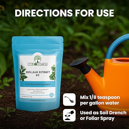 BuildASoil Quillaja Saponaria Extract Powder 60% (8 oz) – Natural Root Growth Booster for Plants