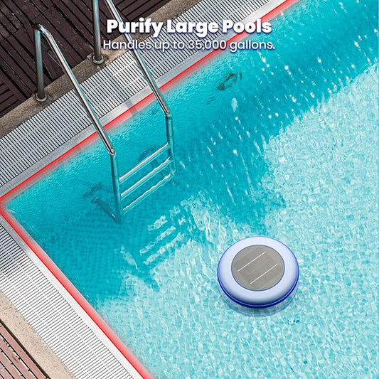 Airthereal S6 Square Solar Pool Ionizer - Keeps Pool Water Crystal Clear, 85% Less Chlorine Usage, Water Purifier Ionizer Purify up to 35,000 Gal of Water for Fresh, Salt Water Pools and Spas, 2-Pack