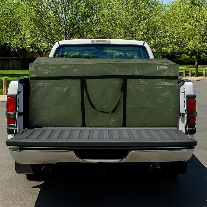Windyun 4 Pack 177 Gallon Extra Large Storage Bags XXL Moving Bags with Zipper Handle Heavy Duty Jumbo Big Tote Box for Christmas Tree Storage 4, 5, 7.5, 9, 10, 12 ft Skeleton College Dorm(Army Green)