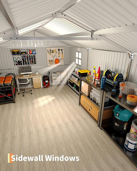 GarveeLife 12x20 FT Metal Carport, Enclosed Car Port with Reinforced Frame and Steel Roof for All-Weather Use, Metal Garage Shed for Full-Sized Pickup Trucks