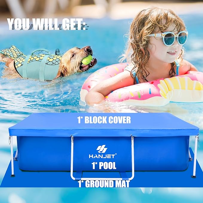 3.6 Foot x 13.8 Inch Kids Small Deep Pool for Adults Swimming Pool Above Ground, Rectangle Eco-Friendly Odorless Backyard Pool for Dog, Easy to Clean & Durable Frame for Toddlers
