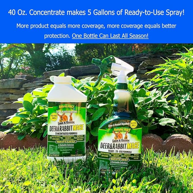 Nature’s MACE Deer and Rabbit Mace, Deer Repellent Spray, 1 Gallon, Deer Repellent for Plants, Flowers, Lawns, & Gardens, Deer Deterrent, All-Season Protection, Protect Plants Fast, Pet & Plant Safe