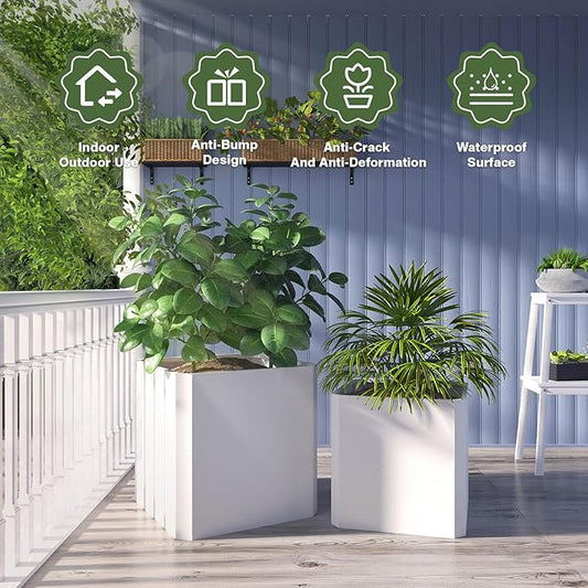 Steel Planter Box-20"x20"x20"-Large Square Planter Box-Outdoor Indoor-Cube Steel Planter Heavy Duty White Metal Planter Flower Pot Commercial Residential for Home Garden Porch Hotel Patio