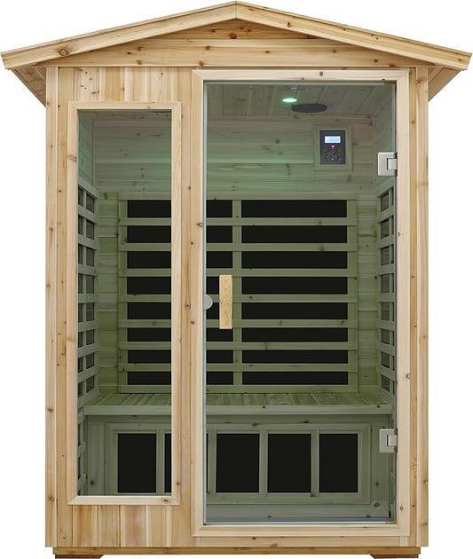LTCCDSS Low EMF Outdoor Sauna 2 Person, Far Infrared Sauna Room for Home, Soft Fir Wood, Chromotherapys | Bluetooth Speakers | 47.2 * 81.1 * 37.0 in