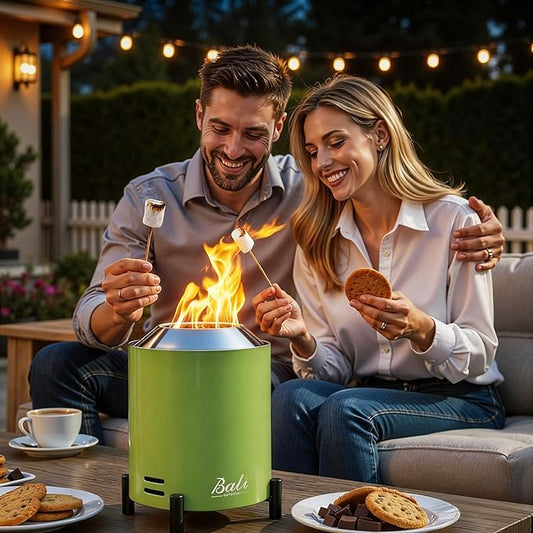 BALI OUTDOORS 6.5 inch Tabletop Fire Pit Round, Stainless Steel Table Top Firepit Small, Outdoor Smokeless Firepit Portable, Green