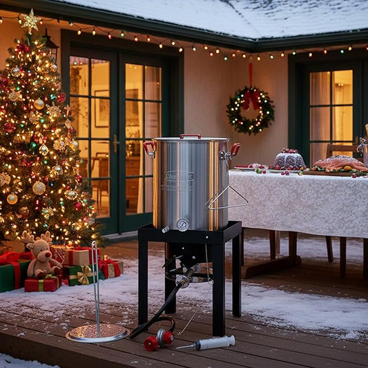 CreoleFeast Aluminum 30 Qt. Turkey Fryer Pot Set, 50,000 BTU Propane Turkey Fryer Burner for Outdoor Cooking, TFS3000L