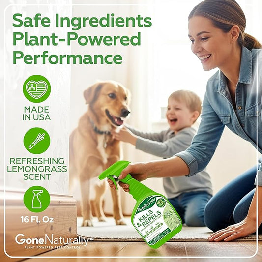 Pest Control & Bug Spray for Home – Kills & Repels Ants, Roaches, Spiders, Flies, Mosquitoes, Silverfish & More – Safe for Kids & Pets – Indoor & Outdoor Use (Lemongrass Scent, 16oz)