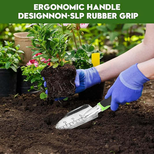 Heavy Duty Gardening Set, Featuring 9 Piece Durable Tools with Comfortable Non Slip Ergonomic Rubber Grips and A Large Tool Bag Perfect as A Family Gardening Helper