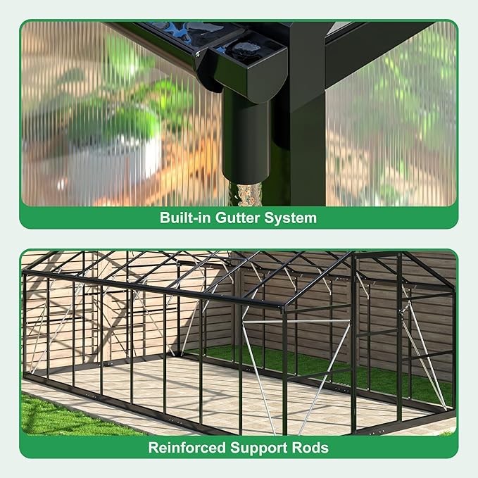 Polar Aurora 8x16 FT Greenhouse, Quick Aluminum Assembly Structure Polycarbonate Greenhouse, Walk-in Greenhouses for Outdoors with Ventilated Windows, Green Houses for Outside Backyard Garden