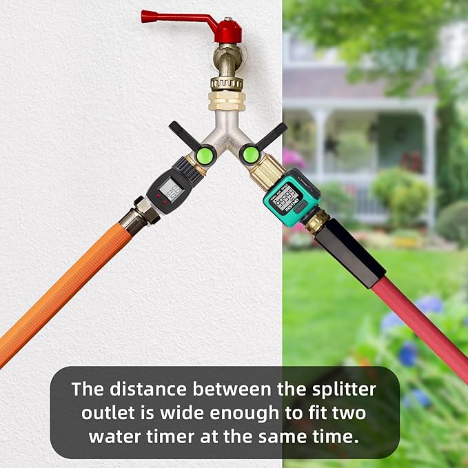 Hose Splitter,Garden Hose Splitter 2 Way,Y Adapter for Water Hose, Faucet Splitter, 2 Way Heavy Duty Brass Splitter,Outdoor Faucet Splitter,with Long Handle.