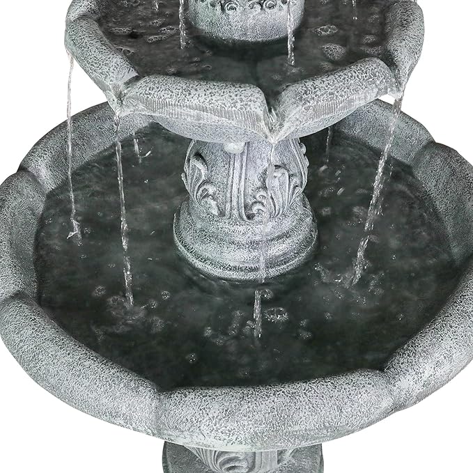 ourrco 48" H Elegant Water Fountain Outdoor Garden - Decorative Water Fountain Outdoor with Intricate Design for Patio, Backyard, Lawn, Outside Decor