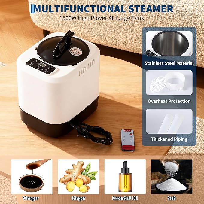 GarveeHome Sauna Box,Portable Sauna for Home with 4L 1500W Steamer,Portable Steam Sauna Tent with 600D Oxford,Explosion Zroof Zip,99 Mins Timer,Foldable for Home Spa