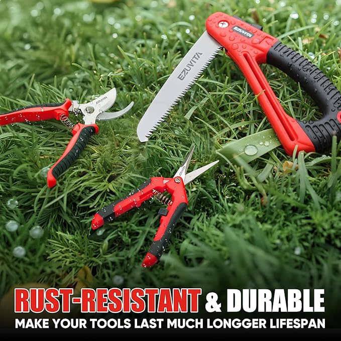 3PC Gardening Folding Saw with Pruner and Shears Set, 7 inch Hand Saw, Stainless Steel Garden Clippers 2 Pack, Professional Gardening Tools for Wood Cutting, Landscaping, Trimming, Picking