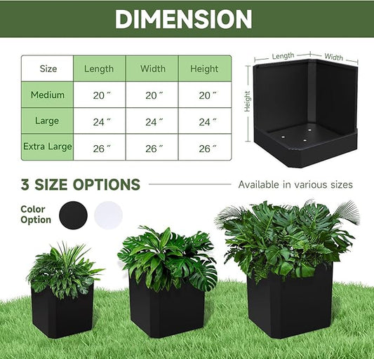 Steel Planter Box-20"x20"x20"-Large Square Planter Box-Outdoor Indoor-Cube Steel Planter Heavy Duty Black Metal Planter Flower Pot Commercial Residential for Home Garden Porch Hotel Patio