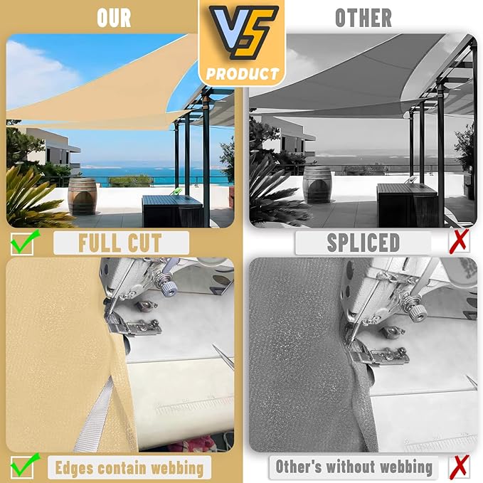 LOVE STORY Custom Size 11'x11'x11' Sand Sun Shade Sail Triangle Sunhsade Fabric Awning Canopy for Patio Backyard Carport Pergola (Customized)