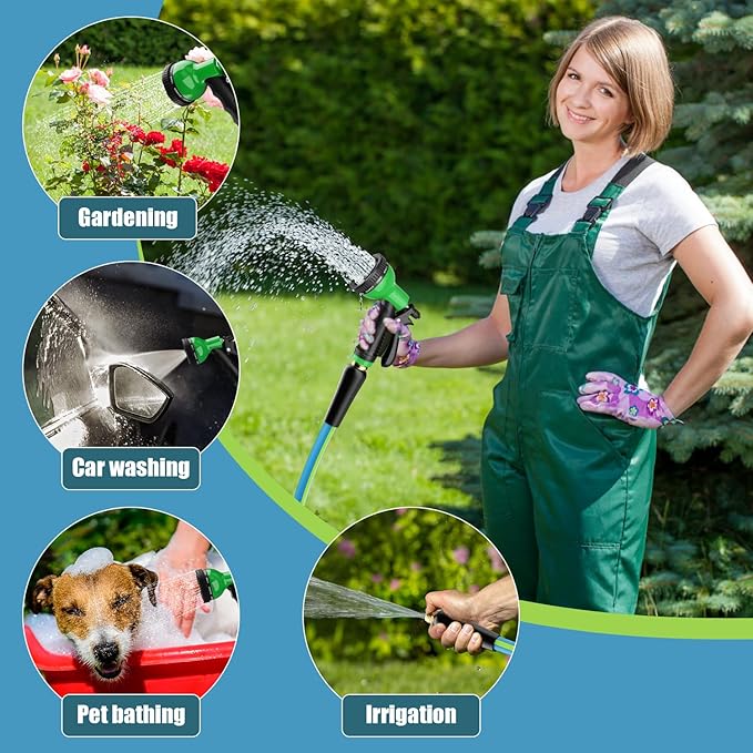 Heavy Duty 25 FT Garden Hose 5/8" : Flexible Rubber Water Hose - Leakproof Hose Male to Female Fittings - Durable Hose for Yard, Lawn, Car Wash, Outdoor, Watering, Green
