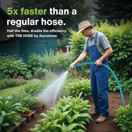 Aeromixer THE HOSE - 1 Inch Garden Hose 100 Ft, Includes Adapters 3/4 Spigots, Kinkless Commercial Garden Hoses, Heavy Duty Water Hoses for Outdoors, 650 PSI High-Pressure Watering Tool