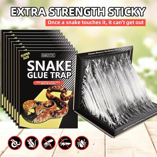 4 Pack 10" x 16" Large Snake Glue Traps with Enhanced Stickiness, Snake Rat Sticky Pad Board for House Indoor Outdoor, Sticky Glue Traps for Snakes, Mice, Rats, Easy to Set