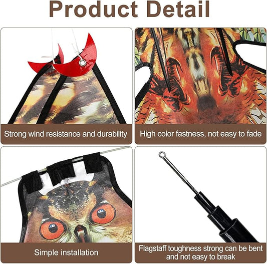 Bird Hawk Flying Kite with Pole Crop Protector Bird Scare Flying Kite with 4m Pole Has The Effect of Scaring Birds