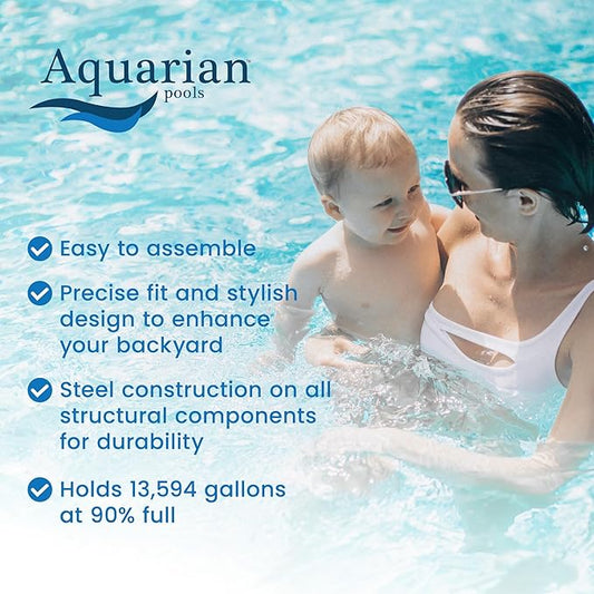 Aquarian Steel-Frame Outdoor Above-Ground Swimming Pool, Round, 18' x 52", Venetian