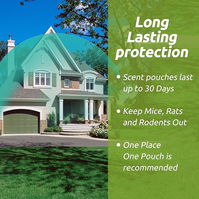 Mouse Repellent Pouches (12), Botanical Rodent Repellent Indoor, Extra-Strength Peppermint Oil to Repel Mice Rodents and Rats from House, RV, Car, Garage and Cabin