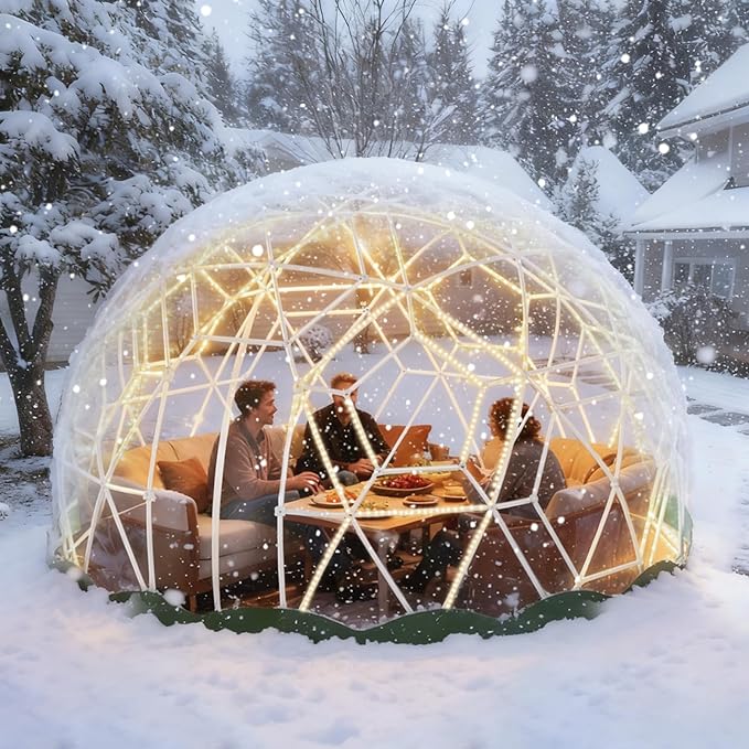 Garden Dome Tent, 9.6/12/15 ft Outdoor Clear Bubble Tent for 2-8 Person, All-Weather Geodesic Dome Greenhouse with Window & Door, PVC Transparent Tent for Patio, Camping, Party