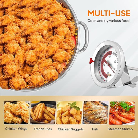 ROVSUN 10Qt Aluminum Fish Fryer Pot with Strainer Basket, Outdoor Fryer with 55,000 BTU Propane Gas Burner, Thermometer & Lid for Fish, Chicken Wings, Seafood Frying & Backyard Cooking