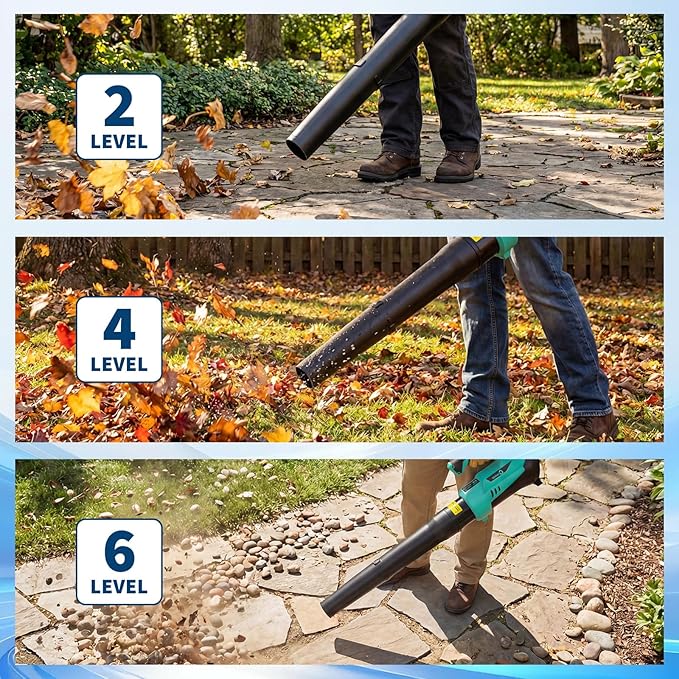 Cordless Leaf Blower - 550CFM & 150MPH, Electric Leaf Blower 2 * 2.0Ah Battery, 20V Blowers Cordless, Lightweight Battery Blowers for Lawn, Patio, Yard, Garden, Outdoor