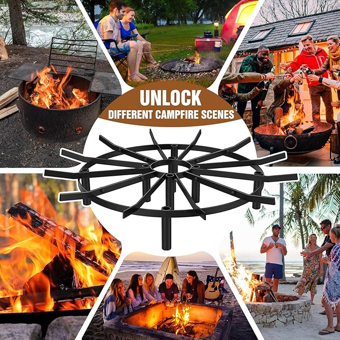 21 in Heavy Duty Fire Pit Grate Round, Decorative Wood-Burning Lift Grate Pit, Heat-Resistant,Heavy Duty Firepit Grate for Outdoor Campfires, Fireplace Woodstoves and Outdoor Camping Firepits