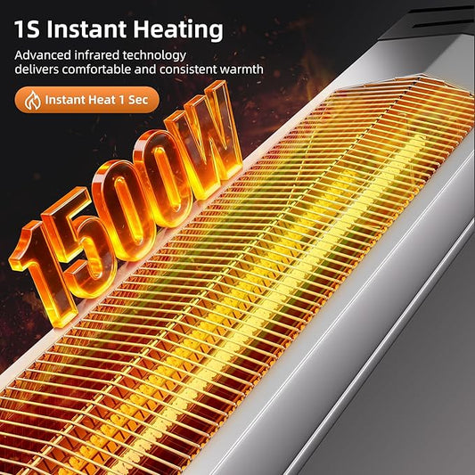 Outdoor Heaters for Patio, Electric Patio Heater with Remote, 12H Timer, IPX5 Waterproof, Tip-Over & Overheat Protection, Infrared Space Heater for Indoor, Porch, Garage, Large Room, Sliver