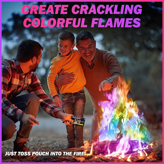 12 Pack Colorful Flames Color Fire Packets Fire Pit for Campfire,Fire Color Packets Camping Accessories for Kids & Adults,Outdoor Fire Changing Flame Powder. (12 Packets)