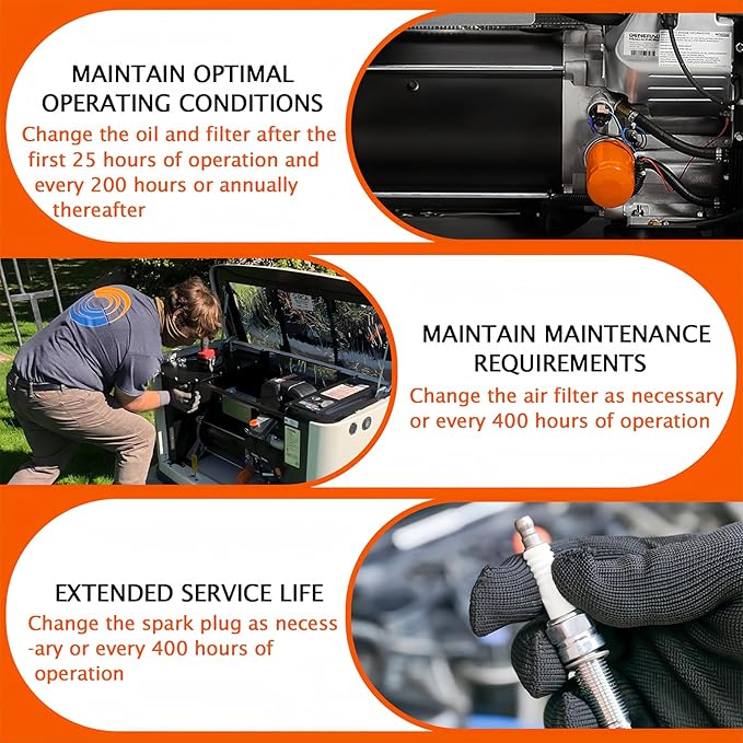 6485 Maintenance Kit for 16-26kW Air Cooled Standby Generators (999cc Engine) | Scheduled Maintenance Value Pack with 070185E Oil Filter, 0J8478S Air Filter, RC12YC Spark Plugs | 1-Year Warranty