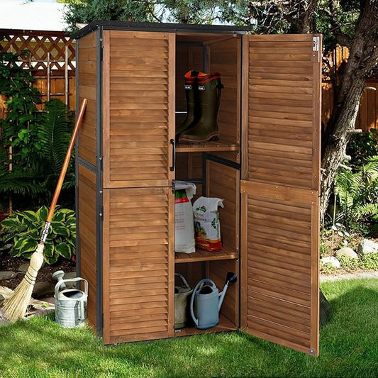 Aivituvin Outdoor Storage Shed with Floor - Strong Metal Frame, Adjustable Shelves, Ventilated Blinds - Ideal for Garden Tools Cabinets Waterproof - Best in Sheds & Outdoor Storage