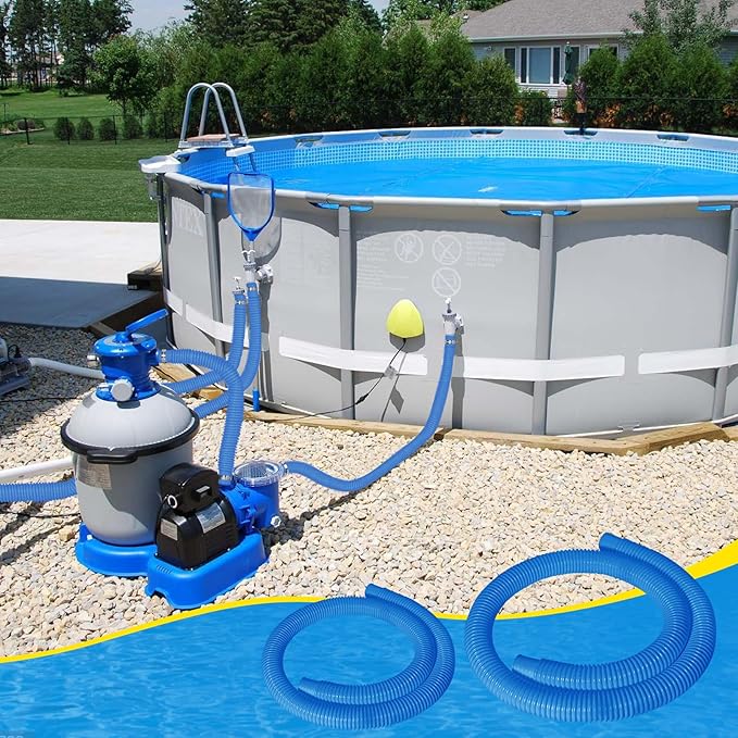 3 Pcs 1.25" Pool Hose, 59" Long Accessory Pool Pump Replacement Hoses, Compatible with All Above Ground Pool Filter Pumps that Use 1 1/4 Diameter Hoses