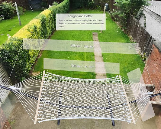 GOCAN Mesh Hammock,Cotton Rope hammocks with Chains Hooks Tree Straps fit Stands from 9' to 15' for Outside Indoor Patio Yard
