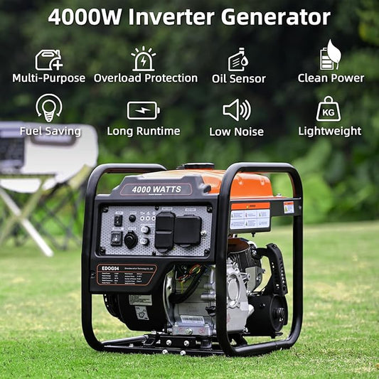 Oxseryn Power Equipment 4000 Watts Inverter Generator Gas Powered, Portable Open Frame Generator, Low Noise with ECO Mode and Inverter Technology, RV Ready, Emergency Home Backup