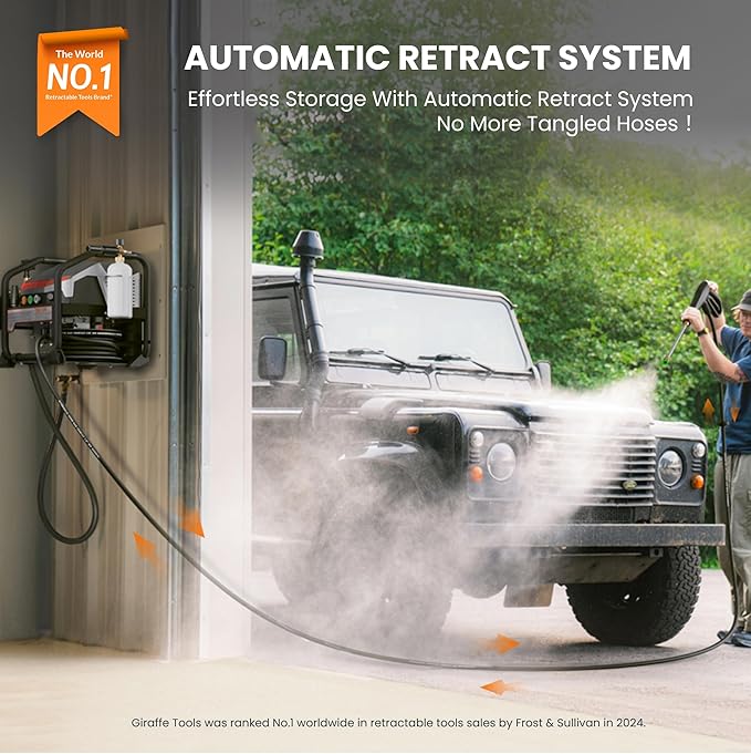 Giraffe Tools Commercial Electric Ultraflow Pressure Washer - Featuring 1000H All-Copper Pump, Dual Wall/Floor Mount, Brushless Motor, 60dB Low Noise, High Efficiency Cleaning Machine